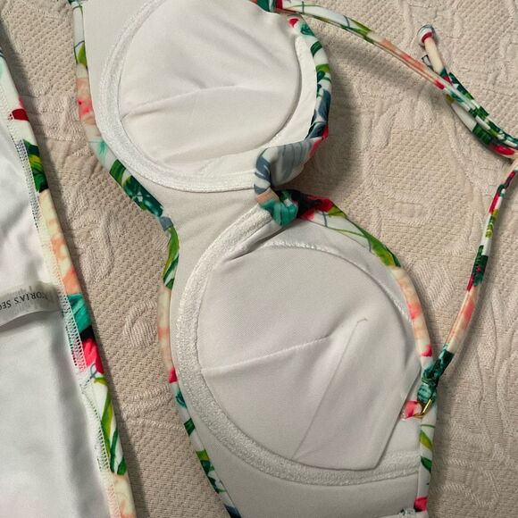 Victoria's Secret Swim Bikini Set 32B Hardware Top Bottom SP Tropical Floral New - Picture 10 of 13